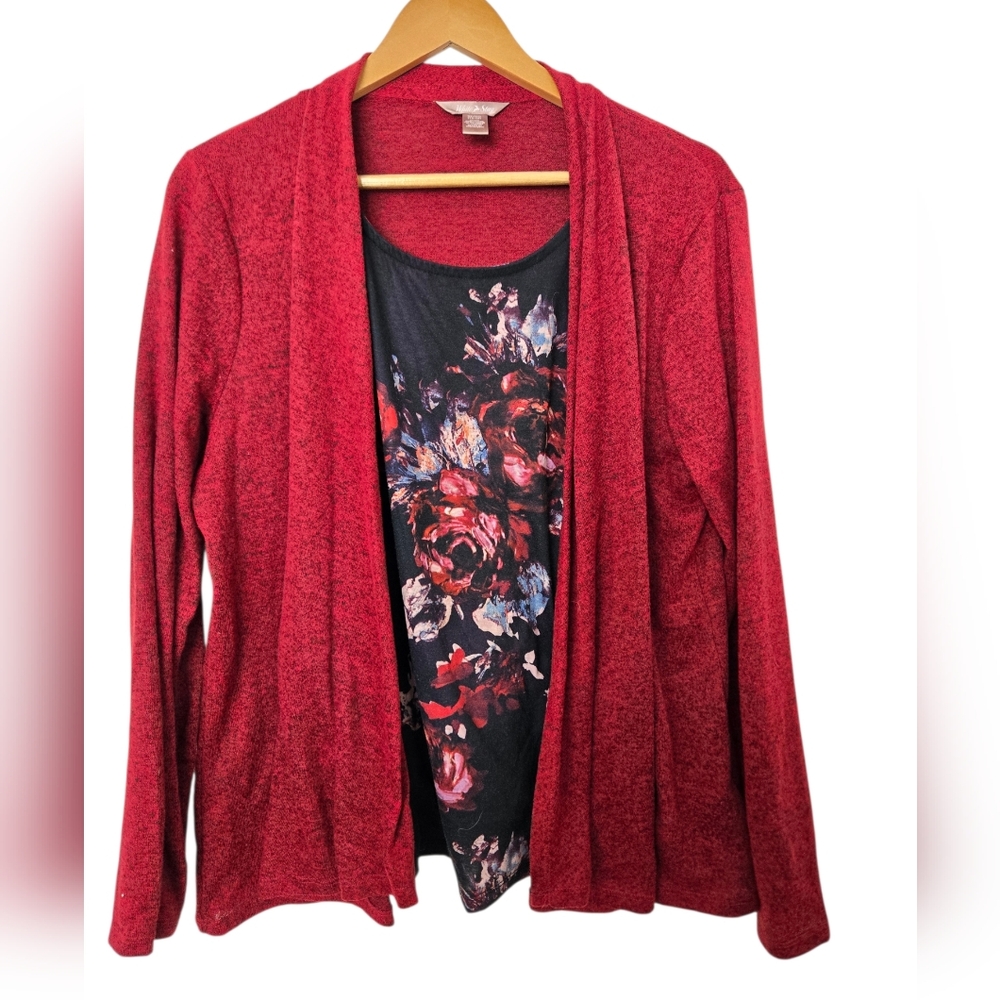 White Stag Red Open Front Cardigan Size Xl 16/18